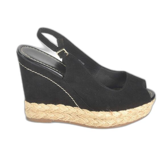 Brash Black Sling Back Open Toe Platform Shoe Size 8.5 - Picture 1 of 5